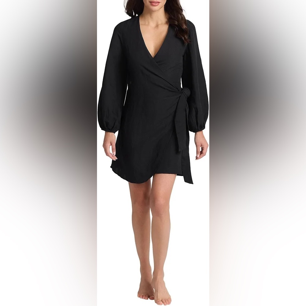 NWT Tommy Bahama Linen blend St. Luca wrap dress/ swim cover. Black. Size: M